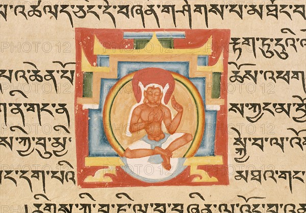 A Bodhisattva in a Shrine, Folio from a Shatasahasrika Prajnaparamita..., 13th-14th century. Creator: Unknown.