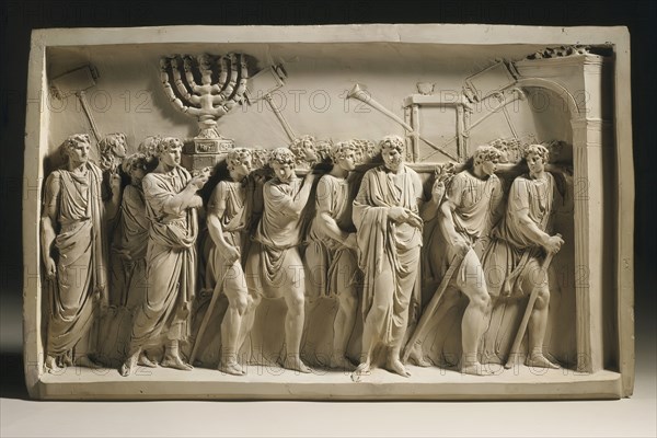 Spoils of the Temple: After a Relief from the Arch of Titus, Rome, c.1791. Creator: Jean Guillaume Moitte.