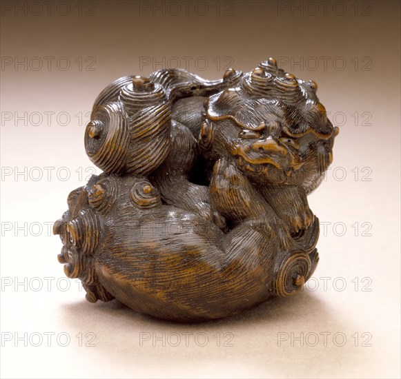 Pair of Chinese Lions, early 19th century. Creator: Tamba School.