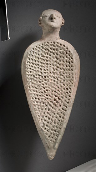 Grater with Handle in the Form of a Male Head, 300 B.C.-A.D. 300. Creator: Unknown.