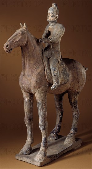 Funerary Sculpture of a Horse and Rider, between 618 and 906. Creator: Unknown.