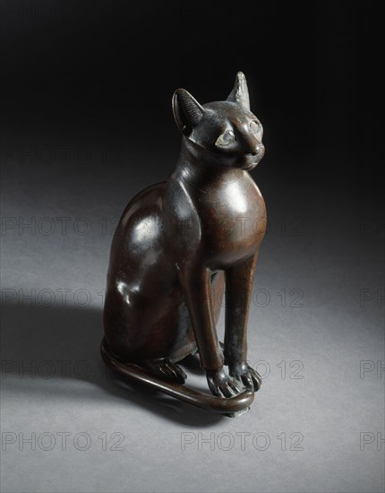 Figurine of the Goddess Bastet as a Cat, 712-332 B.C.. Creator: Unknown.