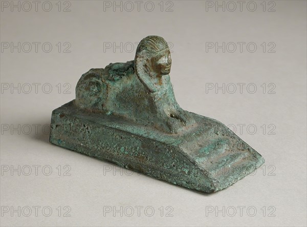 Recumbent Sphinx Figurine on a Stepped Platform, Ptolemaic Period (323-30 BCE) or modern. Creator: Unknown.
