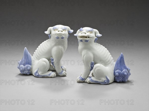 Pair of Okimono in the Form of Chinese Lions, 19th century. Creator: Unknown.