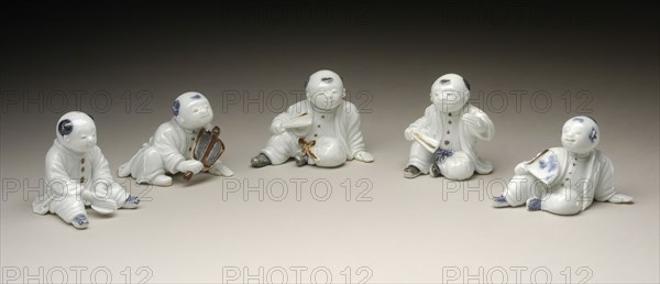 Group of Five Chinese Boy Okimono, 19th century. Creator: Unknown.