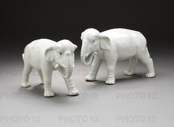 Pair of Okimono in the Form of Walking Elephants, 19th century. Creator: Unknown.