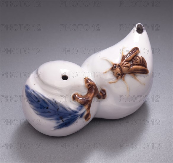 Water Dropper (suiteki) in the Form of Two Chestnuts and a Wasp, Late 19th century. Creator: Unknown.