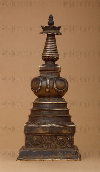 Stupa (Tibetan: Chöten) with Relics (image 2 of 2), 15th century. Creator: Unknown.
