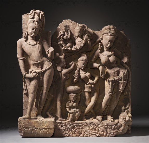 The River Goddess Ganga (Ganges) and Attendants, c.800. Creator: Unknown.