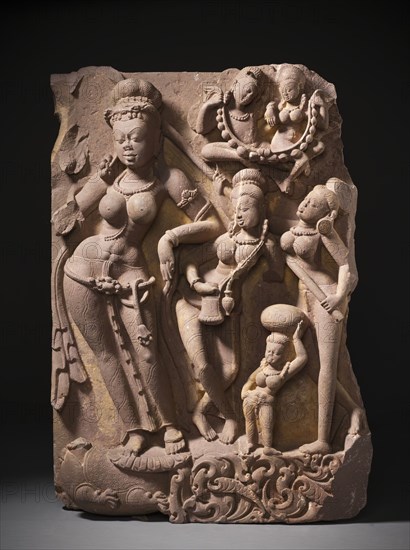 The River Goddess Yamuna and Attendants, c.800. Creator: Unknown.