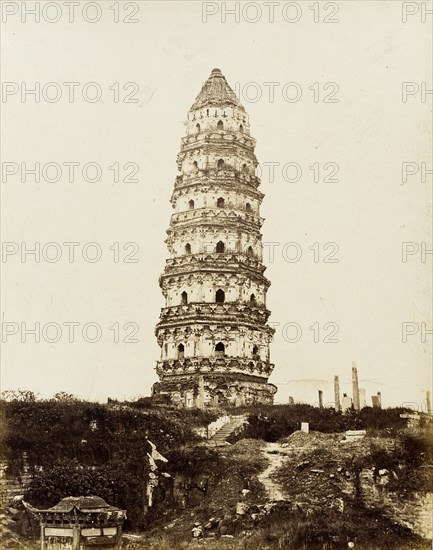 Cantonese Masonry Pagoda, 1860. Creator: Felice Beato.