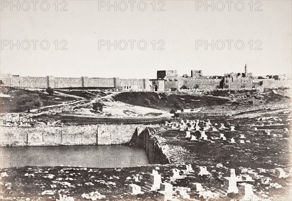 Jerusalem-Birket-Mamillah, Printed 1856 circa. Creator: Auguste Salzmann.