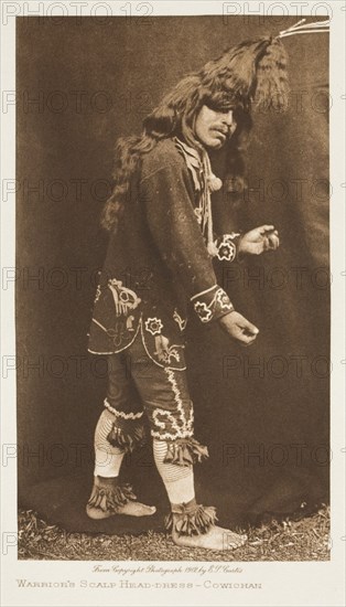 Warrior's Scalp Head-Dress-Cowichan, 1912. Creator: Edward Sheriff Curtis.