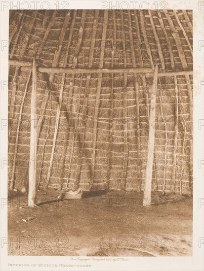 Interior of Wichita grass-house, 1927. Creator: Edward Sheriff Curtis.