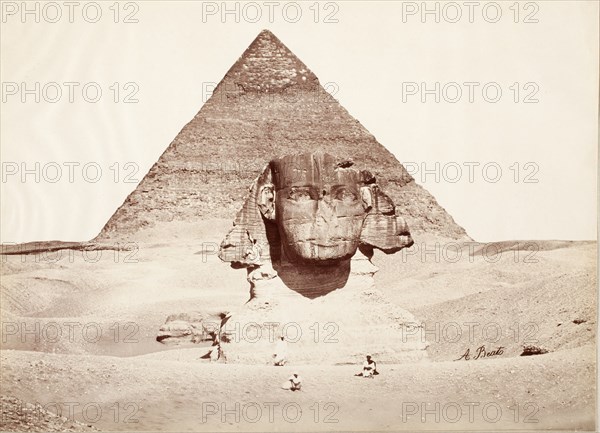 Untitled (Sphinx and Pyramid), c.1860. Creator: Felice Beato.