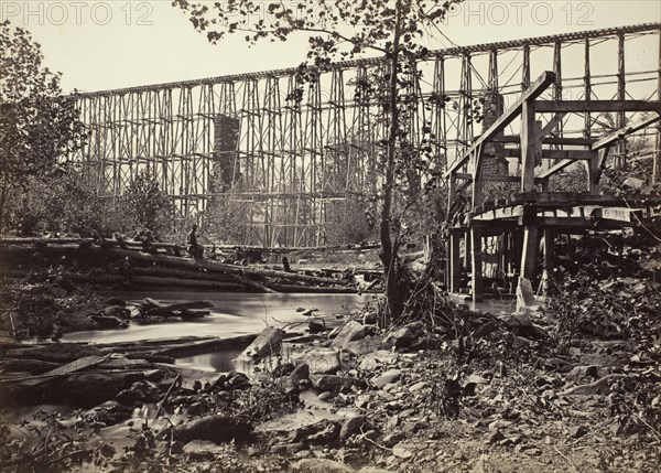 Trestle Bridge At Whiteside, Printed 1866. Creator: George N. Barnard.