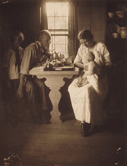 Family Group at a Table, c.1905. Creator: Gertrude Kasebier.