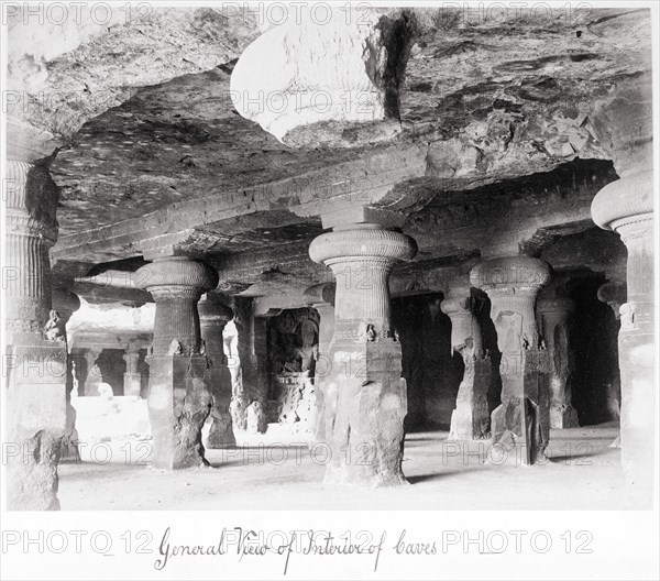 General View of Interior of Caves, Late 1860s. Creator: Samuel Bourne.