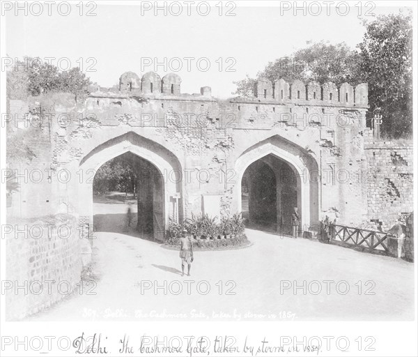 Delhi, The Cashmere Gate, taken by storm in 1854, Late 1860s. Creator: Samuel Bourne.