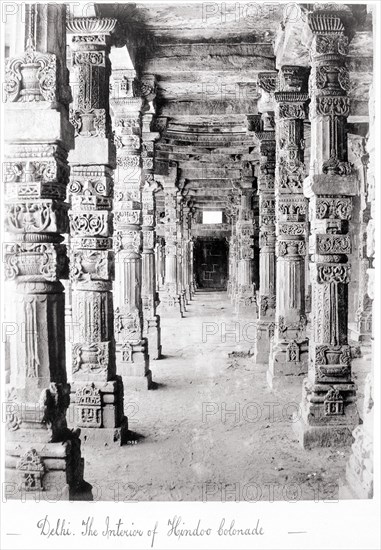 Delhi, The Interior of Hindoo Colonade, Late 1860s. Creator: Samuel Bourne.