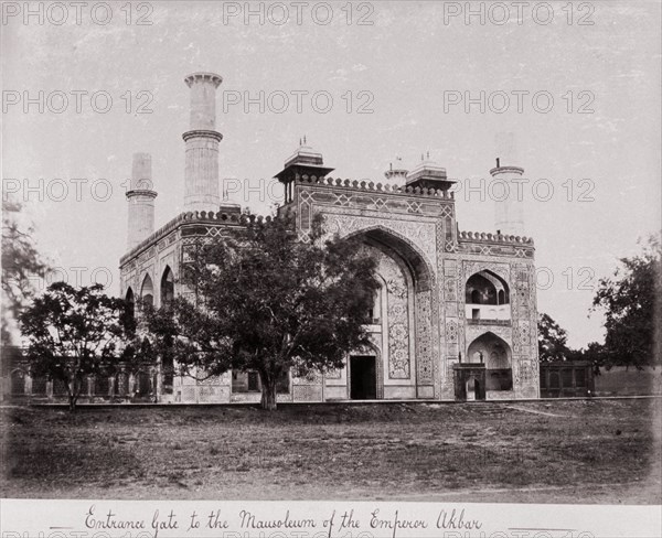 Entrance Gate to the Mausoleum of the Emperor Akbar, Late 1860s. Creator: Samuel Bourne.