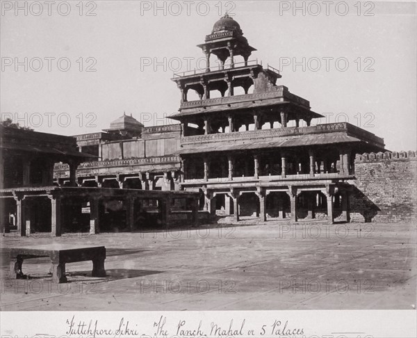 Futtehpore Sikri-The Panch-Mahal or 5 Palaces, Late 1860s. Creator: Samuel Bourne.