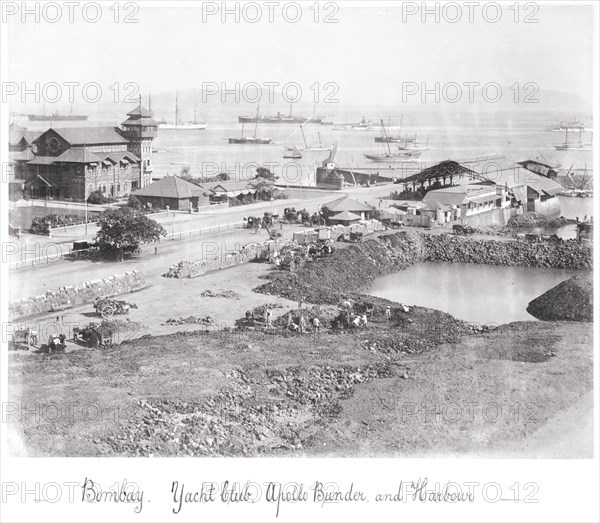 Bombay, Yacht Club, Apollo Bunder and Harbour, Late 1860s. Creator: Samuel Bourne.