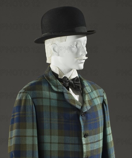 Man’s two-piece lounge suit, England, 1875-1880. Hat: 1875-1890.. Creator: Unknown.