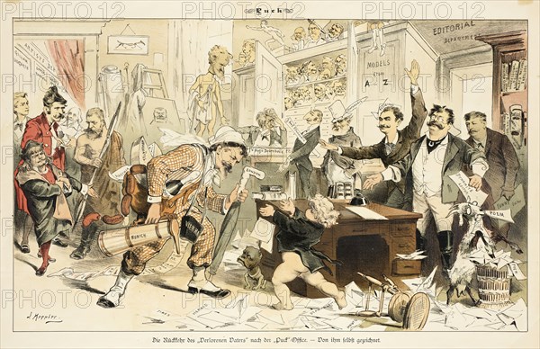 Cartoon from Puck, between 1880 and 1889. Creators: Joseph Keppler, Bernhard Gillam.