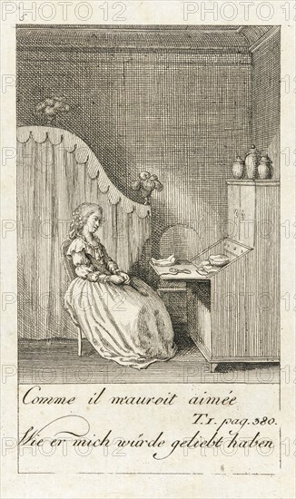 Illustration for 'Caroline of Lichtfield', 1786. Creator: Daniel Nikolaus Chodowiecki.