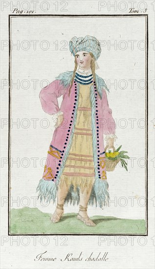 Costume Plate (Femme Kamls chadalle), Late 18th to early 19th century. Creators: Jacques Grasset de Saint-Sauveur, LF Labrousse.
