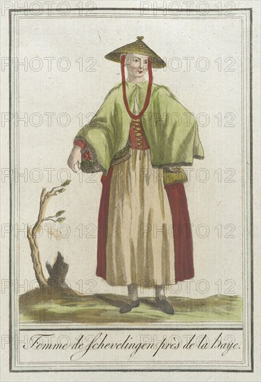 Costumes de Différents Pays, 'Femme de Schevelingen Près de la Baye', c1797. Creators: Jacques Grasset de Saint-Sauveur, LF Labrousse.