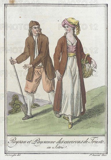 Costumes de Différents Pays, 'Paysan et Paysanne des Environs de Triste, en Istrie', c1797. Creators: Jacques Grasset de Saint-Sauveur, LF Labrousse.