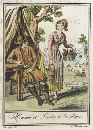 Costumes de Différents Pays, 'Homme et Femme de la Stirie', c1797. Creators: Jacques Grasset de Saint-Sauveur, LF Labrousse.