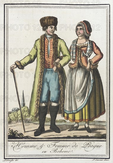 Costumes de Différents Pays, 'Homme & Femme de Prague en Boheme', c1797. Creators: Jacques Grasset de Saint-Sauveur, LF Labrousse.