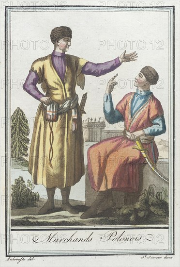 Costumes de Différents Pays, 'Marchands Polonois', c1797. Creators: Jacques Grasset de Saint-Sauveur, LF Labrousse.
