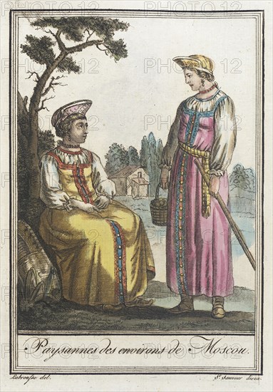 Costumes de Différents Pays, 'Paysannes des Environs de Moscow', c1797. Creators: Jacques Grasset de Saint-Sauveur, LF Labrousse.