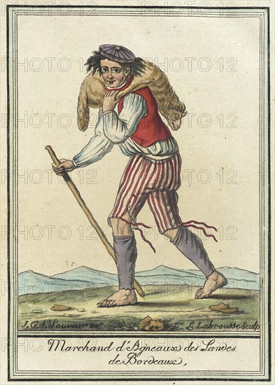 Costumes de Différent Pays, 'Marchand d'Agneaux des Landes de Bordeaux', c1797. Creators: Jacques Grasset de Saint-Sauveur, LF Labrousse.