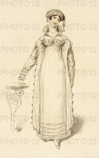 Fashion Plate (Costume for Dinner Parties), 1816. Creator: John Bell.