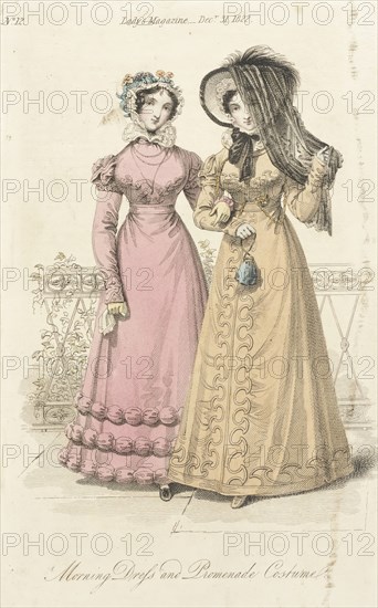 Fashion Plate (Morning Dress and Promenade Costume), 1822. Creator: John Bell.