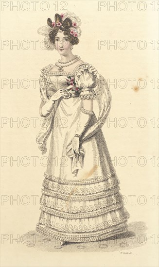 Fashion Plate (Evening Party Dress), 1824. Creator: John Bell.