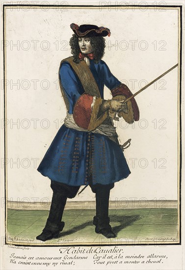 Recueil des modes de la cour de France, 'Habit de Cavalier', between circa 1672 and circa 1676. Creator: Nicolas Bonnart.