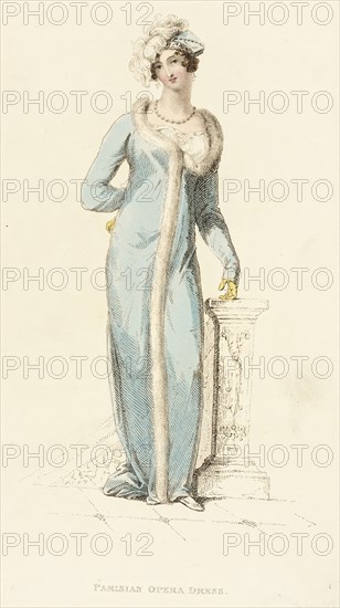 Fashion Plate (Parisian Opera Dress), 1812. Creator: Rudolph Ackermann.