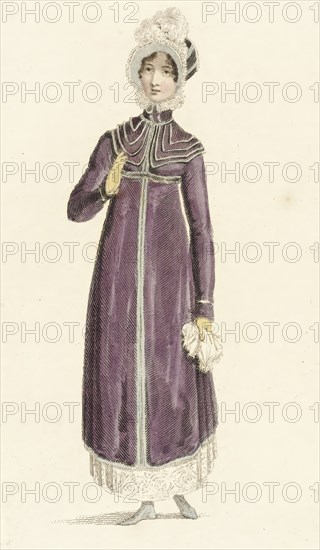 Fashion Plate (Walking Dress), 1814. Creator: Rudolph Ackermann.