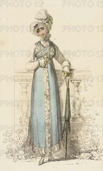 Fashion Plate (Promenade Dress), 1814. Creator: Rudolph Ackermann.