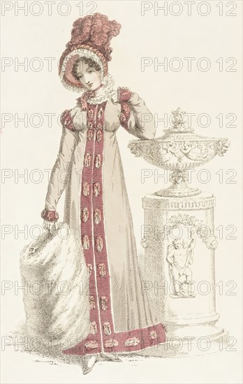 Fashion Plate (Walking Dress), 1819. Creator: Rudolph Ackermann.
