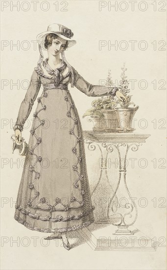 Fashion Plate (Cottage Dress), 1820. Creator: Rudolph Ackermann.