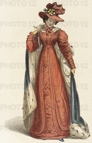 Fashion Plate (Promenade Dress), 1825. Creator: Rudolph Ackermann.