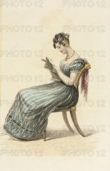 Fashion Plate (Evening Dress), 1825. Creator: Rudolph Ackermann.