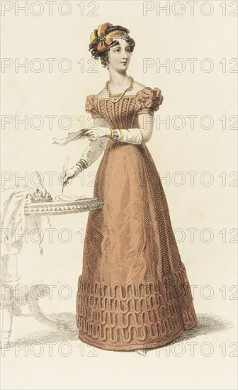 Fashion Plate (Evening Dress), 1825. Creator: Rudolph Ackermann.